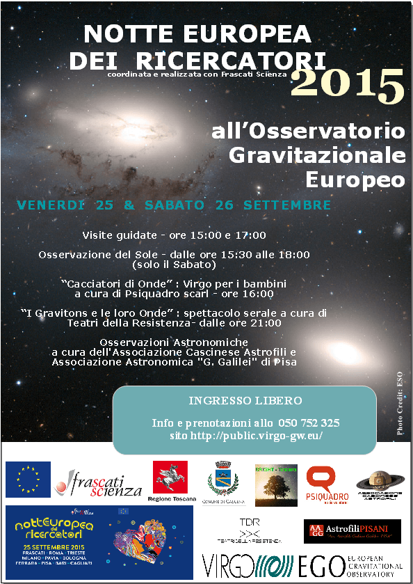 Flyer for the Notte dei Ricercatori 2015 at EGO.