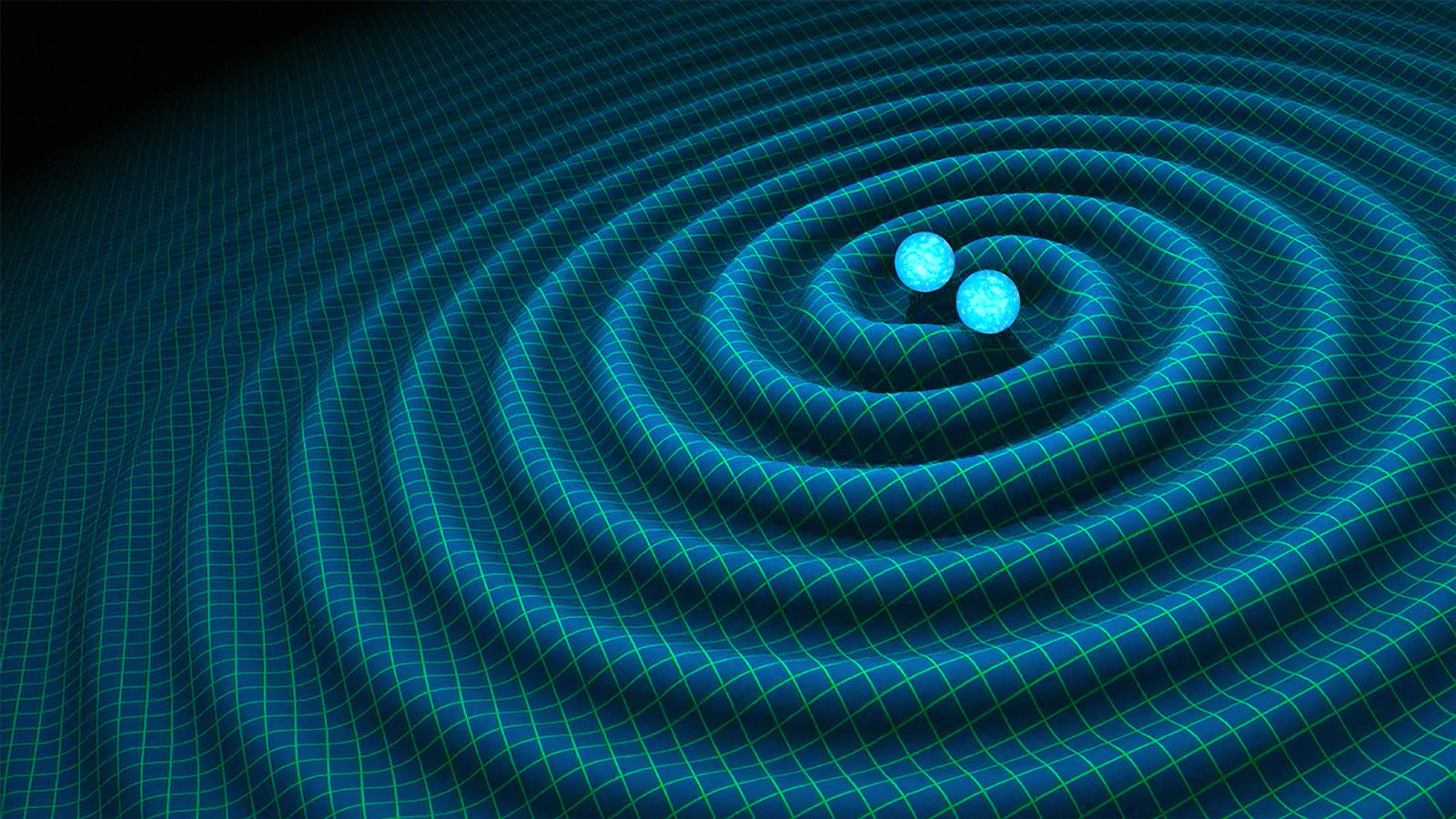 An artist's impression of gravitational waves generated by binary neutron stars.
