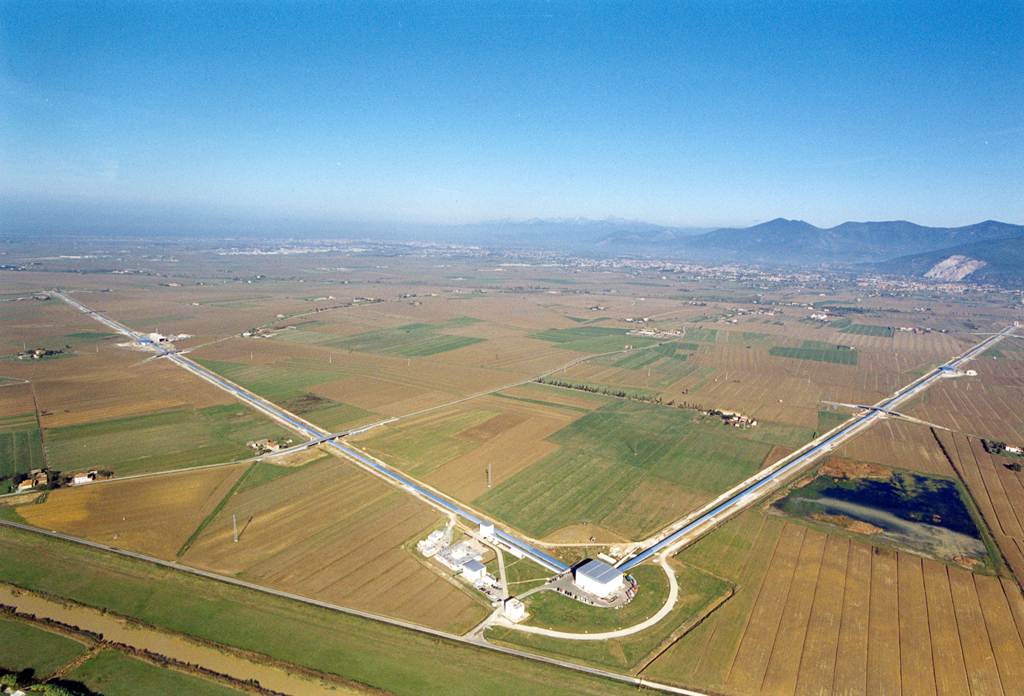 Aerial view of the Virgo interferometer