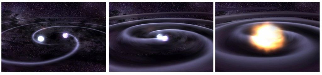 Artist's impression of the merger of a binary neutron star system. 